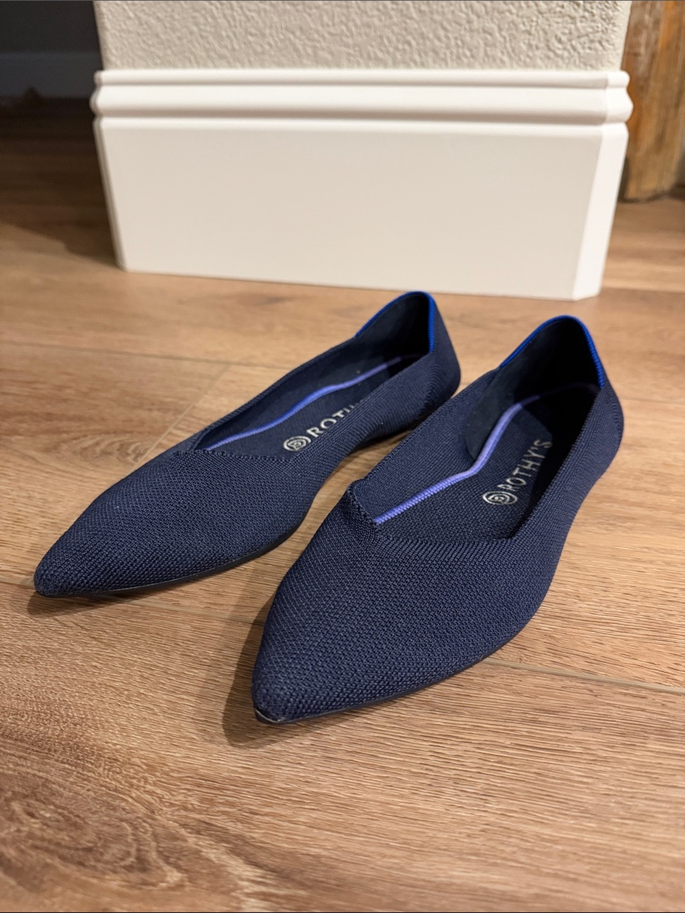 Rothy's Navy Pointed Knit Slip-On Flats for Women